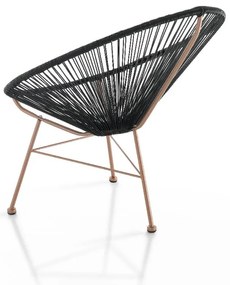 Poltrona da giardino nera in rattan artificiale Numana - Tomasucci