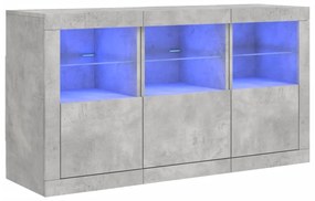 Credenza con luci led grigio cemento 123x37x67 cm