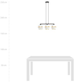 Sospensione Contemporanea 3 Luci Piano In Metallo Bianco E Oro