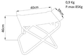 sgabello da spiaggia e campeggio pieghevole alluminio textilene cm 40 x 39 x 46 h colore casuale