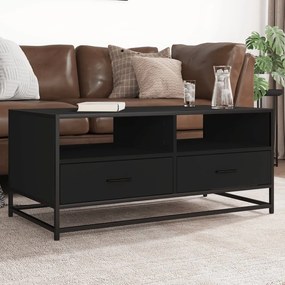 Tavolino Salotto Nero 100x50x45 Cm Legno Multistrato E Metallo /