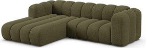 Divano angolare verde (con penisola a sinistra/con chaise lounge) con rivestimento in ciniglia Lupine – Micadoni