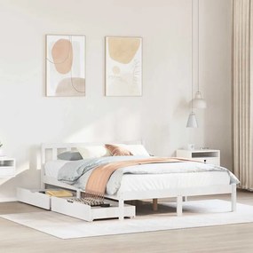 Letto Senza Materasso Bianco 140x190 Cm Legno Massello Di Pino /