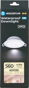 Aigostar- SET 3x Lampada da incasso da esterno LED LED/4,8W/230V 4000K IP65 bianco