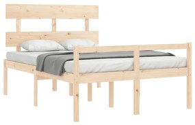 Letto per Anziani con Testiera 140x200 cm in Legno Massello