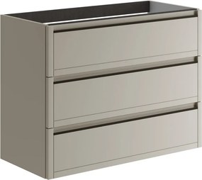 Mobile da bagno sospeso sotto lavabo L 99.5 x H 78 x P 45.5 cm beige opaco, 3 cassetti Tratto
