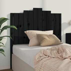 Testiera per letto nera 106x4x110 cm in legno massello di pino