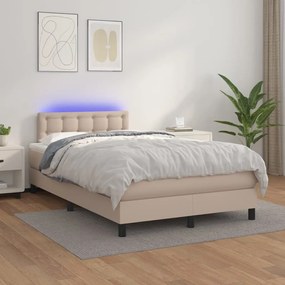 Giroletto Molle Materasso E Led Cappuccino 120x200cm Similpelle /