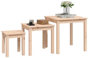 Tavolini a incastro 3 pz in legno massello di pino