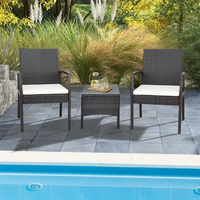 Costway Set 2 sedie da giardino in rattan con cuscino morbido sfoderabile struttura in metallo, 2 Sedie da esterno Beige