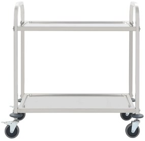 Carrello da cucina a 2 livelli 96,5x55x90 cm in acciaio inox