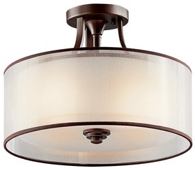 Lampadario Contemporaneo Lacey Acciaio Bronzo Antico Tessuto 3 Luci E27