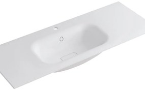 Lavabo a incasso rettangolare vasca centrale L 120.5 x H 15 x P 46 cm in resina bianco opaco