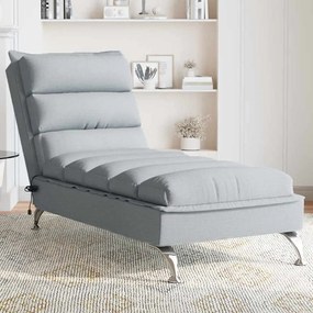 Chaise Longue Massaggi Con Cuscini Grigio Chiaro İn Tessuto /