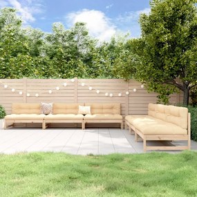 Set salotto da giardino 6 pz in legno massello di pino