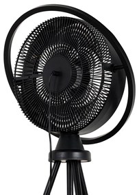 Ventilatore da pavimento a treppiede nero con LED dimmerabile 3 livelli regolabile - Marleen