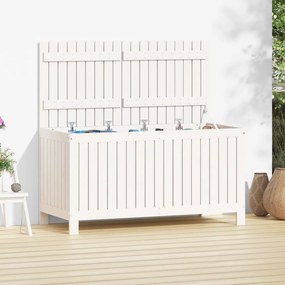 Contenitore Da Giardino Bianco 121x55x64 Cm Legno Massello Pino /