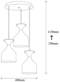 Lampadario a cavo SIVANI 3xE27/40W/230V bianco/rame