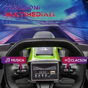 Go Kart Elettrico per Bambini 24V 12km/h con Seggiolino Regolabile Verde...