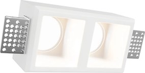 Portafaretto Rettangolare 150x80mm 2xGU10 in Gesso Pitturabile
