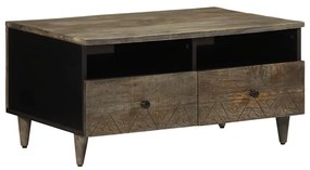 Tavolino Grigio Chiaro 80x54x40 Cm İn Legno Massello Di Mango /