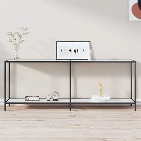 Tavolo Consolle Bianco 200x35x75,5 Cm İn Vetro Temperato /