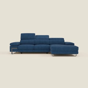 Zayana Divano angolare estraibile - braccioli e poggiatesta reclinabili in tessuto impermeabile T02 blu