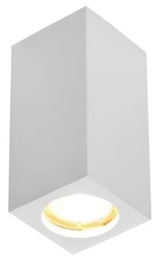 Plafoniera Quadrata 70x70x140mm in Gesso Pitturabile GU10 e GU5.3 Base GU10