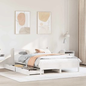 Letto Senza Materasso Bianco 160x200 Cm Legno Massello Di Pino /