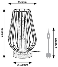 Rabalux 6915 - Lampada da tavolo GREMIO 1xE27/40W/230V nero