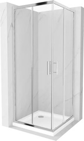 Mexen Rio cabina doccia quadrata 80 x 80 cm, trasparente, cromo + piatto Flat, bianco - 860-080-080-01-00-4010