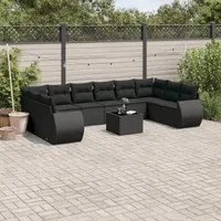 Set Divani da Giardino 11 pz con Cuscini in Polyrattan Nero 3254212