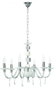 Lampadario in vetro e cristallo trasparente livia 6 luci lp.livia-6bl