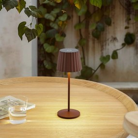 Lindby lampada da tavolo LED a batteria Esali, marrone ruggine, IP54
