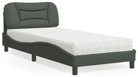 Letto Con Materasso Grigio Scuro 90x190 Cm İn Tessuto /
