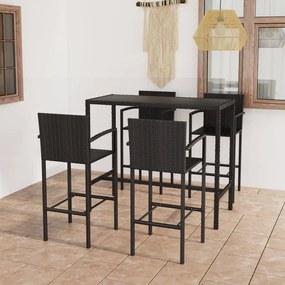 Set da bar da giardino 5 pz in polyrattan nero