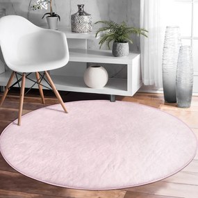 Tappeto rotondo lavabile rosa chiaro adatto per aspirapolvere robot ø 120 cm Comfort - Mila Home