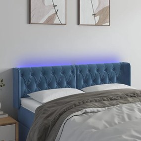 Testiera A Led Blu Scuro 163x16x78/88 Cm İn Velluto /