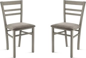 Sedia imbottita in tessuto Grigio Chiaro e sruttura in legno HOLLY 2 sedie