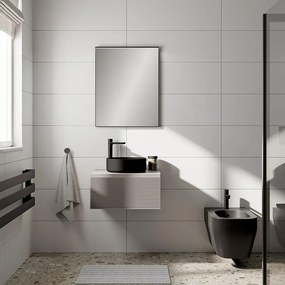 Mobile da bagno sospeso Step Rigato con top L 60.3 x H 30 x P 46 cm tortora taupe, 1 cassetto con chiusera ammortizzata