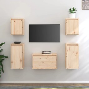 Mobili porta tv 5 pz in legno massello di pino