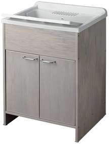 Mobile lavatoio rovere 60x50 con vasca e asse lavapanni in resina