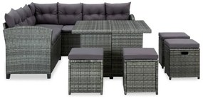 Set divani da giardino 6 pz con cuscini in polyrattan grigio