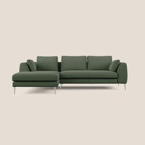 Plano divano moderno angolare con penisola in microfibra smacchiabile T11 verde
