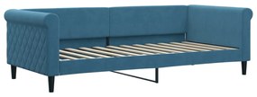 Divano letto estraibile con materassi blu 90x200 cm velluto