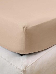 Lenzuolo con angoli in raso di cotone Brown Caffelatte