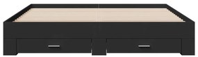 Giroletto con cassetti nero 200x200 cm in legno multistrato