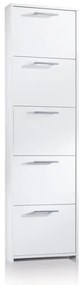 Scarpiera 5 ante a ribalta singola prof L 50 x H 178 x P 18 cm 10 paia, bianco