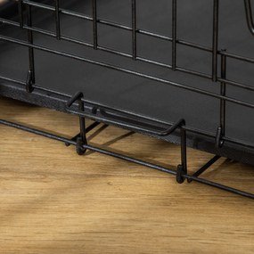 Gabbia Trasportino per Cani Gatti Pieghevole in Acciaio Doppia Apertura 76x53x57 cm Nero...