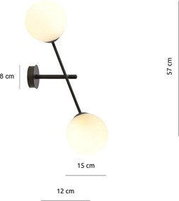 Applique da Parete in Acciaio e Vetro LINEAR K2 Nero 2xE14